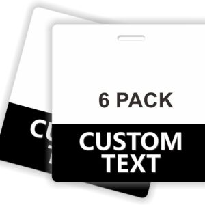 Custom Printed Badge Buddy - in Black- Horizontal (6 Pack) - Print On Both Sides - Durable and Water Resistant Ideal for Teachers. Nurses. Doctors. Security. Visitor. Work Badge
