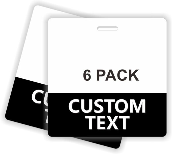 Custom Printed Badge Buddy - in Black- Horizontal (6 Pack) - Print On Both Sides - Durable and Water Resistant Ideal for Teachers. Nurses. Doctors. Security. Visitor. Work Badge