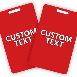 6-Pack Blank Fiery Red ID Badges - Premium Custom PVC Cards with Punch - Double-Sided CR80 30mil Vertical Graphic Quality PVC Cards for Business, Office, Hospital, School, and Specialists.