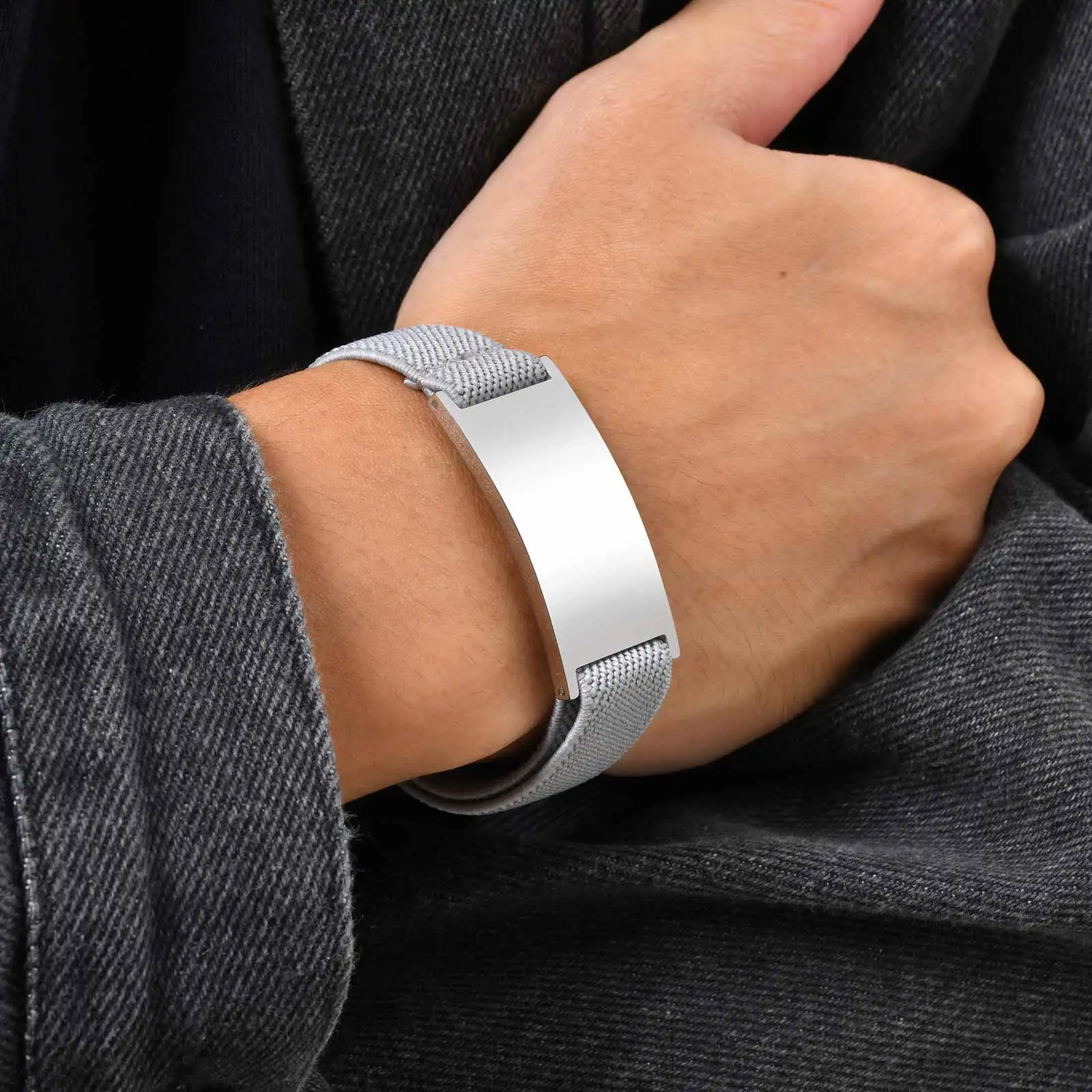 Customized Elastic Strap Stainless Steel Bracelets, Free Engrave Adjustable Wristband Bangle, Personalized Jewelry for Men Women - Image 7