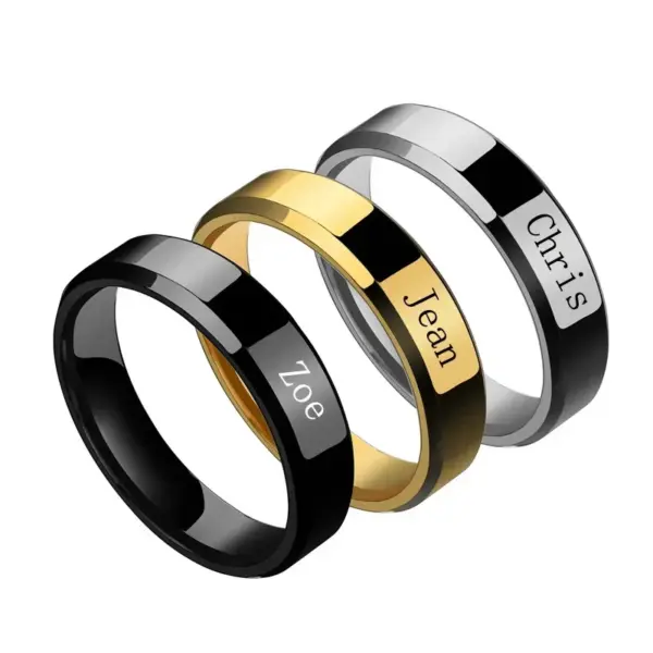 ‌2025 Personalized Stainless Steel Name Rings Custom Engraved ID Tag & Date Rings for Women/Men Unique Couple & Family Gift