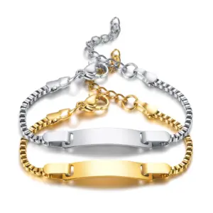 Personalized Stainless Steel Jewelry Custom Personalized Name ID Bracelet Girl Boy Newborn Children Gifts Curb Chain Link