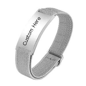 Customized Elastic Strap Stainless Steel Bracelets, Free Engrave Adjustable Wristband Bangle, Personalized Jewelry for Men Women