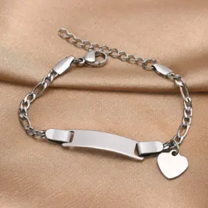 Stainless Steel Jewelry Custom Personalized Name ID Bracelet Gilrs Boy Birthday Gifts, Curb Chain Link Crown Bracelet